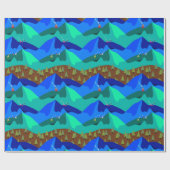 山のキャビンと木 ラッピングペーパー (フラット)