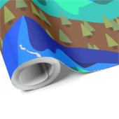 山のキャビンと木 ラッピングペーパー (ロールコーナー)