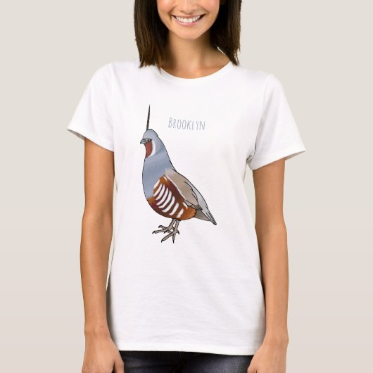 山のクオール鳥の漫画イラスト Tシャツ (正面)