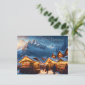 山のクリスマスマーケット – カスタム休日 ポストカード (スタンド正面)