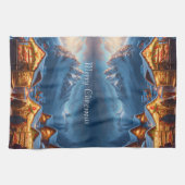 山のクリスマスマーケット – カスタム キッチンタオル (横)