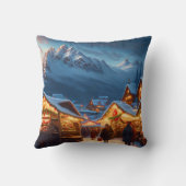 山のクリスマスマーケット – カスタム クッション (裏面)