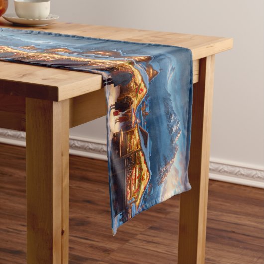 山のクリスマスマーケット – カスタム ショートテーブルランナー (インサイチュ)