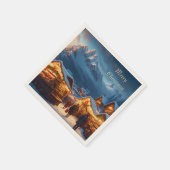 山のクリスマスマーケット – カスタム スタンダードカクテルナプキン (角)