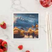 山のクリスマスマーケット – カスタム スタンダードカクテルナプキン (インサイチュ)