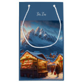 山のクリスマスマーケット – カスタム スモールペーパーバッグ (裏面)