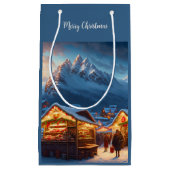 山のクリスマスマーケット – カスタム スモールペーパーバッグ (正面)