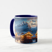 山のクリスマスマーケット – カスタム マグカップ (正面左)