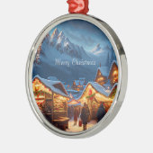 山のクリスマスマーケット – カスタム メタルオーナメント (左)