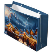 山のクリスマスマーケット – カスタム ラージペーパーバッグ (正面アングル)