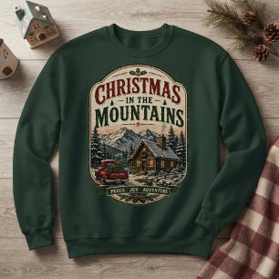 山のクリスマス ビンテージ レッド トラック スウェットシャツ