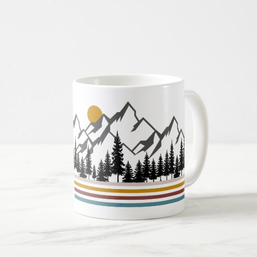 山のグラフィックギフト コーヒーマグカップ (正面右)