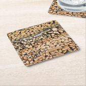 山のコースターの切り刻まれた木 スクエアペーパーコースター (アングル)