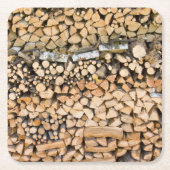 山のコースターの切り刻まれた木 スクエアペーパーコースター (正面)