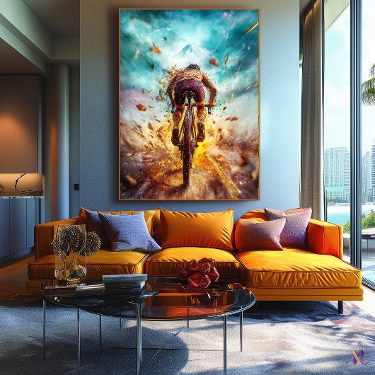 山のサイクリング伝説 – Dynamic Sports Art キャンバスプリント