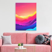 山のシルエットの上の夢のような夕日 キャンバスプリント (インサイチュ (リビング))