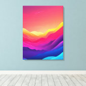 山のシルエットの上の夢のような夕日 キャンバスプリント (インサイチュ (ウッドフロア))