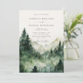 山のシーン素朴フォレスト結婚屋外 招待状 (スタンド正面)