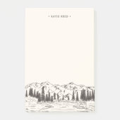 山のスケッチパーソナライズされた ポストイット (正面)