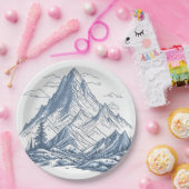 山のスケッチ ペーパープレート (パーティー)