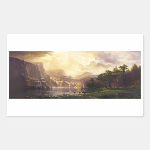 山のステッカーのアルバートBierstadt 長方形シール