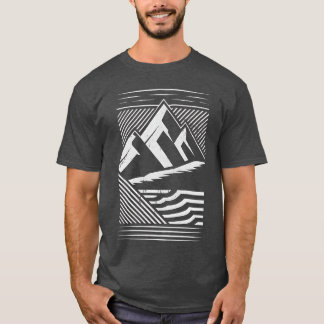 山のストライプ アウトドア Tシャツ