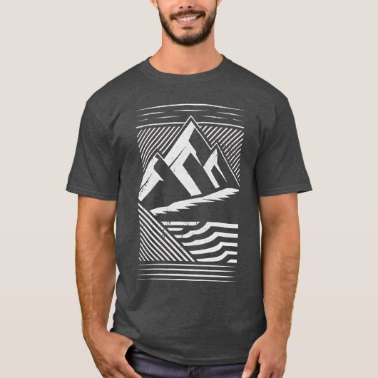 山のストライプ アウトドア Tシャツ (正面)