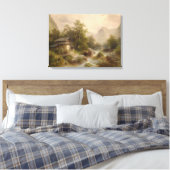 山のストリーム上のミル(アルバート・リーガー著) キャンバスプリント (インサイチュ (寝室))