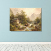 山のストリーム上のミル(アルバート・リーガー著) キャンバスプリント (インサイチュ (ウッドフロア))
