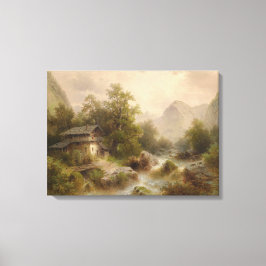 山のストリーム上のミル（アルバート・リーガー著） キャンバスプリント