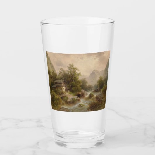 山のストリーム上のミル（アルバート・リーガー著） タンブラーグラス (正面)