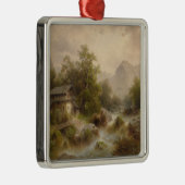 山のストリーム上のミル（アルバート・リーガー著） メタルオーナメント (右)