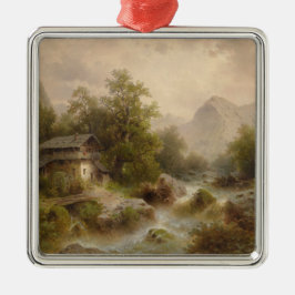 山のストリーム上のミル（アルバート・リーガー著） メタルオーナメント