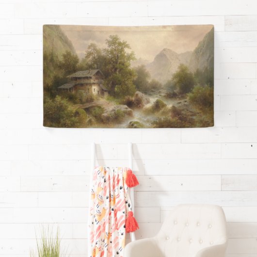 山のストリーム上のミル（アルバート・リーガー著） 横断幕 (インサイチュ)