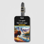 山のセレーネ川のバッファロー ラゲッジタグ (正面縦)