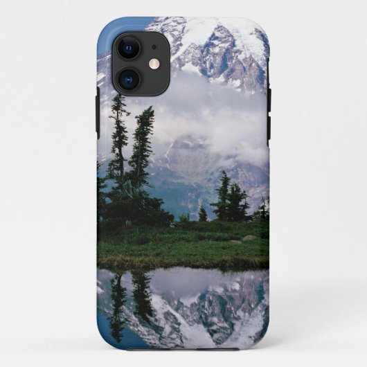山のタンのレーニア山の反射 Case-Mate iPhoneケース (裏面)