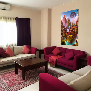 山のチョコレートプディング村   AI Art ポスター