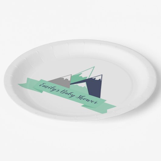 山のテーマのベビーシャワーの紙皿 ペーパープレート (アングル)