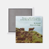 山のデシデラタマグネットで羊がグレーズ マグネット (正面/裏面)