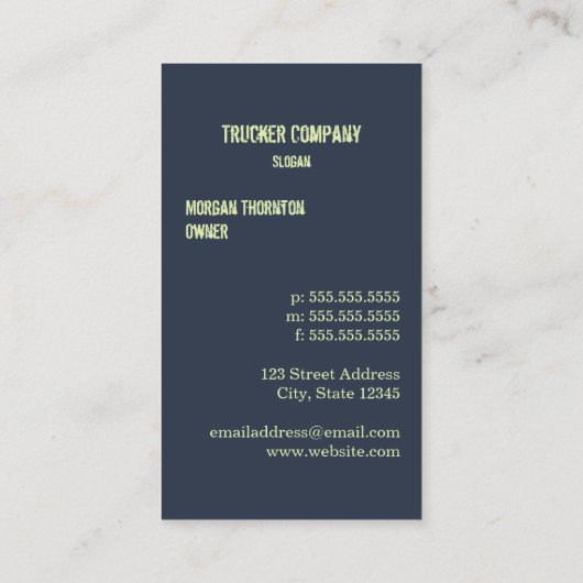 山のトラック運転手の名刺への長い道 名刺 (裏面)