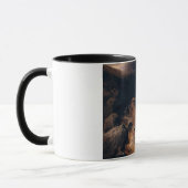 山のトレントで鹿と猟犬 マグカップ (左)