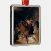 山のトレントで鹿と猟犬 メタルオーナメント (右)