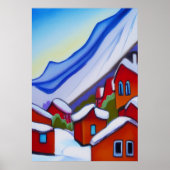 山のノルウェーの村 | AIアートポスター ポスター (正面)