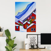 山のノルウェーの村 | AIアートポスター ポスター (ホームオフィス)