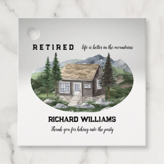 山のハイキングで退職生活が良い フェイバータグ (正面)