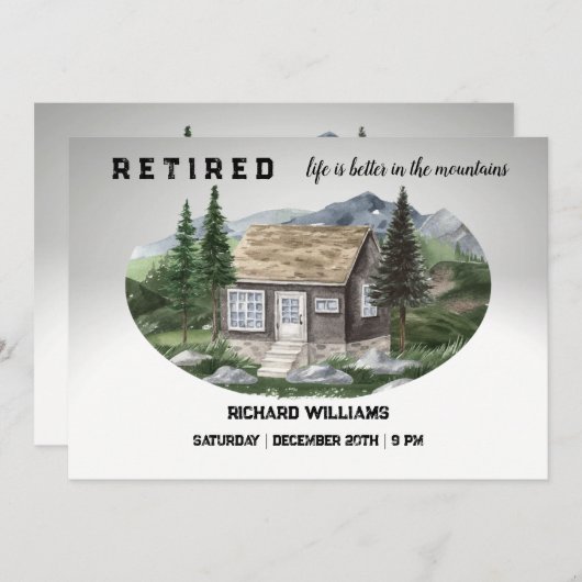 山のハイキングで退職生活が良い 招待状 (正面/裏面)