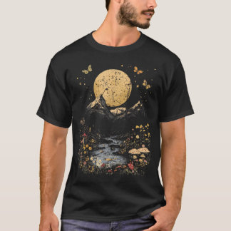 山のハイキング コテージコア 花 夏 キャンプ Tシャツ