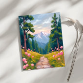 山のハイキング 花の自然 風景カード