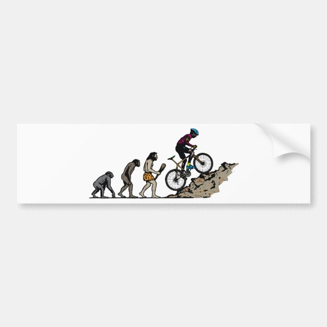 山のバイクもしくは自転車に乗る人 バンパーステッカー (正面)