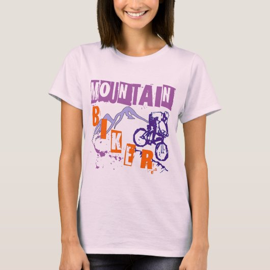 山のバイクもしくは自転車に乗る人 Tシャツ (正面)
